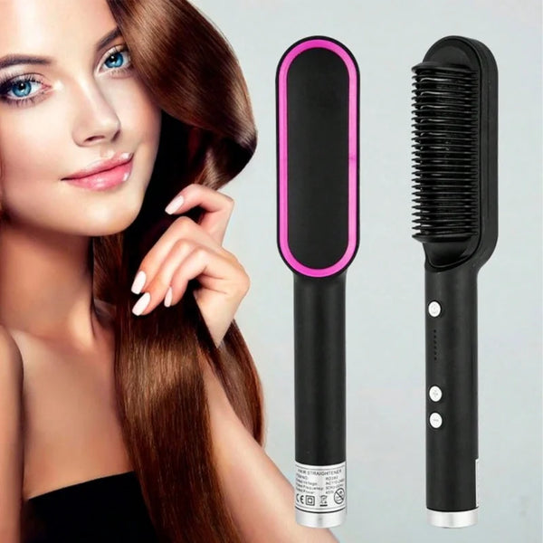 Escova 2 em 1 Chapinha Com Pente Modela Cabelo 110/220V - Bivolt