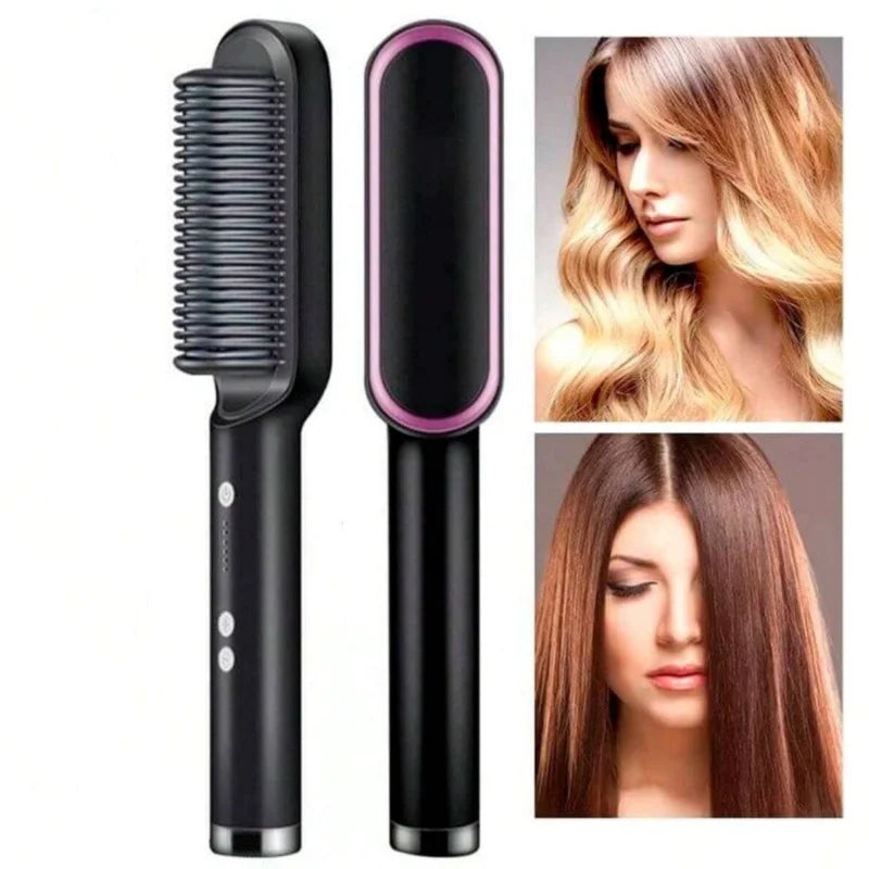 Escova 2 em 1 Chapinha Com Pente Modela Cabelo 110/220V - Bivolt