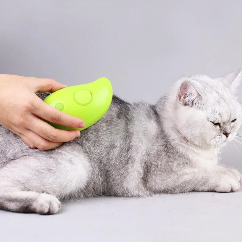 Escova a Vapor e Pente Elétrico 3 em 1 para Relaxamento e Remoção de Pelos de Pets