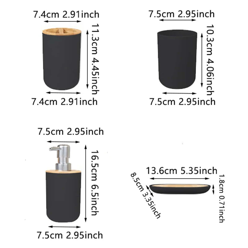 Conjunto de Acessórios para Banheiro - 4 Peças de Produtos de Higiene Pessoal